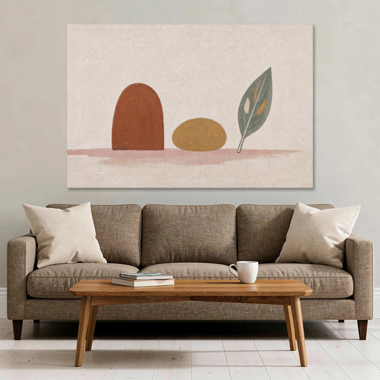 Abstract Shapes Wall Art with Arch, Pebble and Leaf - Canvas Wall Art - Sofa - 60x40