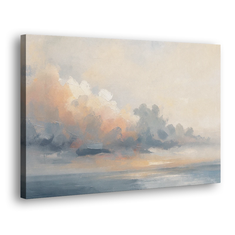 Abstract Sky Painting with Peach Cloud Bank - Canvas Wall Art - Side