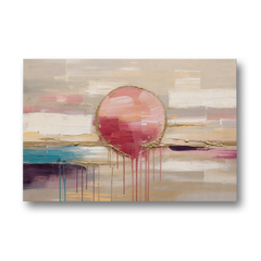 Abstract Sun Painting with Gold Drips - Canvas Wall Art - Front