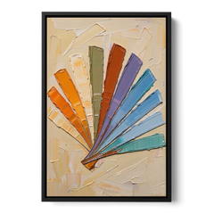 Abstract Sunset Knife Fan for the Dining Room - Black Framed Canvas Wall Art - Front