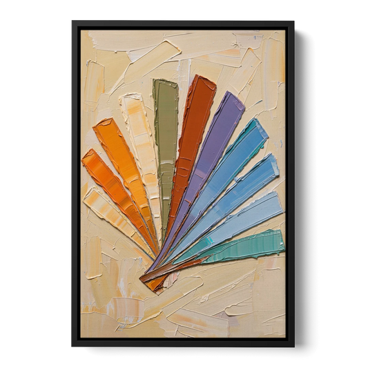 Abstract Sunset Knife Fan for the Dining Room - Black Framed Canvas Wall Art - Front