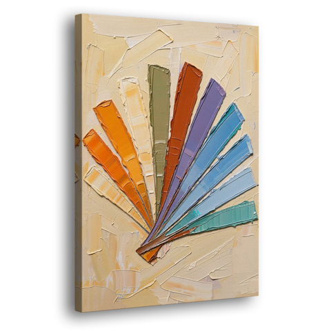 Abstract Sunset Knife Fan for the Dining Room - Canvas Wall Art - Side