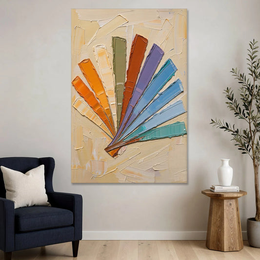 Abstract Sunset Knife Fan for the Dining Room - Canvas Wall Art - Sofa - 40x60