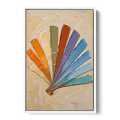 Abstract Sunset Knife Fan for the Dining Room - White Framed Canvas Wall Art - Front