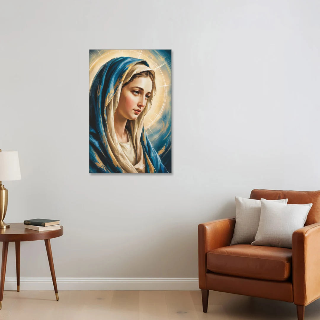 Abstract Virgin Mary Portrait - Canvas Wall Art - Sofa - 24x36