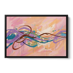 Abstract Wall Art for Bedroom Lavender Ribbon Loops - Black Framed Canvas Wall Art - Front