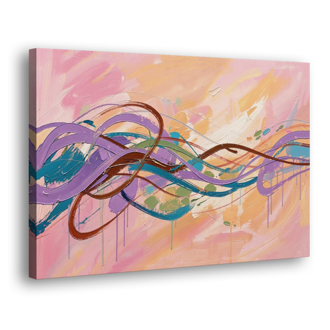 Abstract Wall Art for Bedroom Lavender Ribbon Loops - Canvas Wall Art - Side