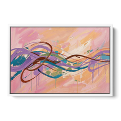 Abstract Wall Art for Bedroom Lavender Ribbon Loops - White Framed Canvas Wall Art - Front
