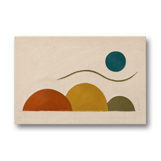 Abstract Wall Art for Living Room with Teal Sun - Canvas Wall Art - Front
