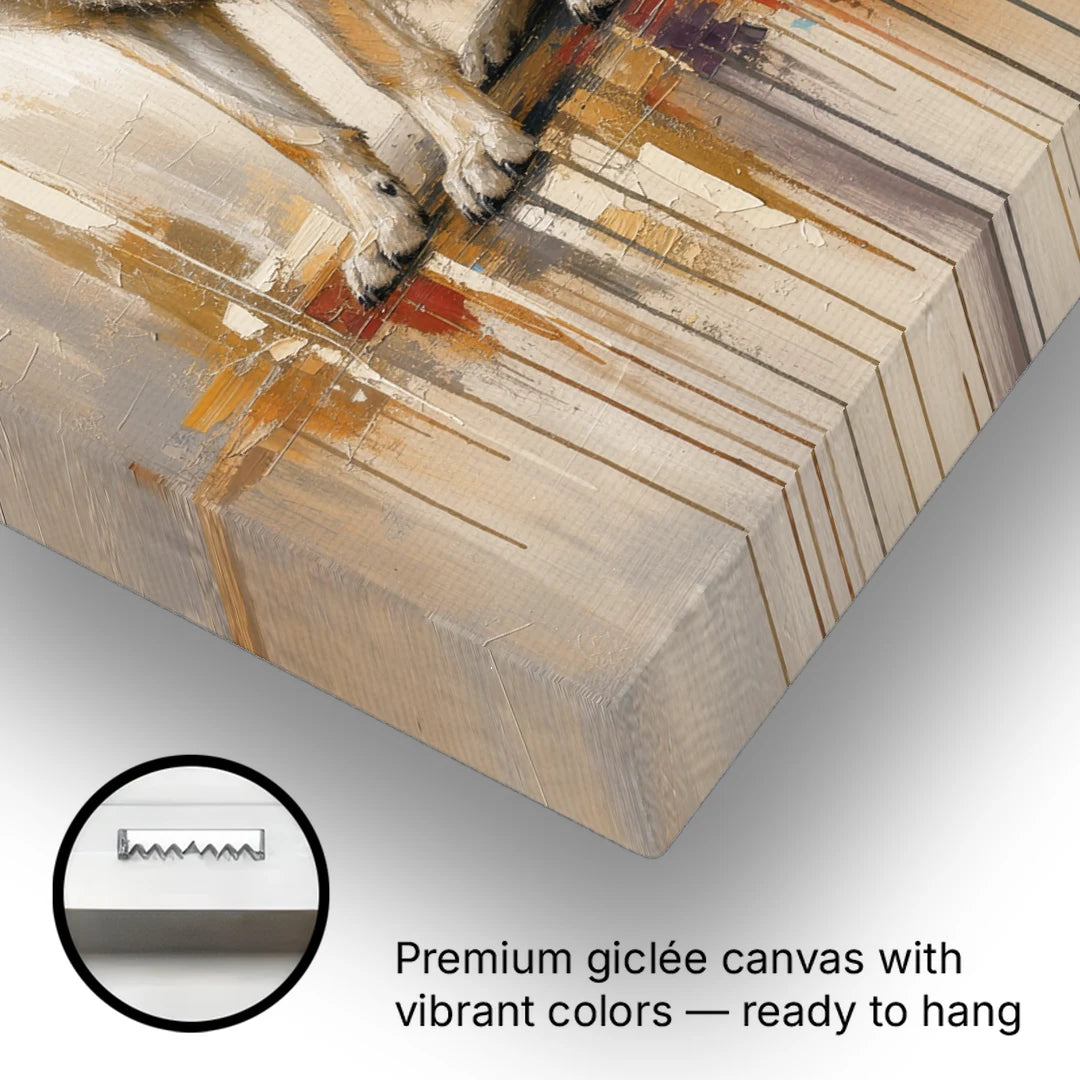 Abstract Wolf Painting in Amber and Cream - Canvas Wall Art - Gallery Wrap Corner