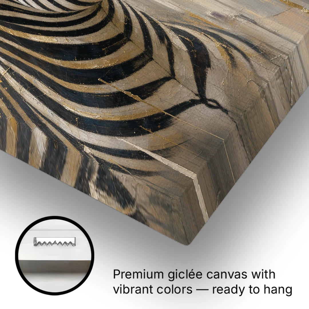 Abstract Zebra Art with Gold Knife Strokes - Canvas Wall Art - Gallery Wrap Corner