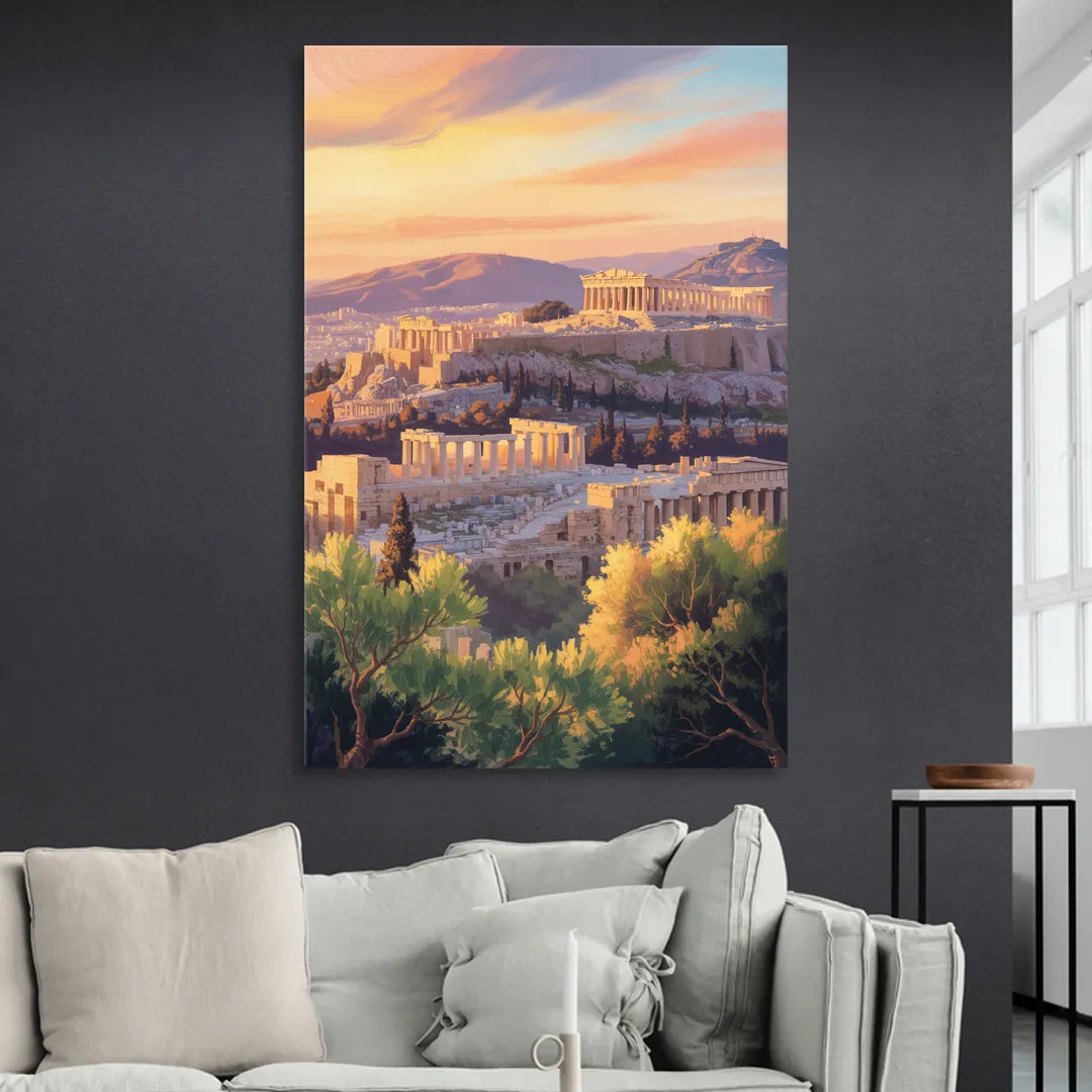 Acropolis Sunrise Sitting Room - Canvas Wall Art