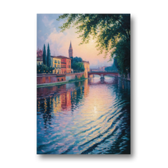 Adige River Reflections - Canvas Wall Art - Front
