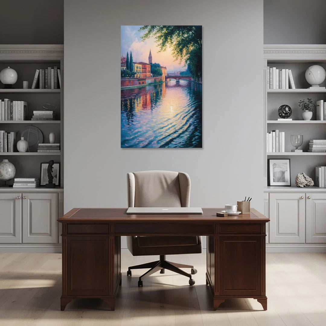 Adige River Reflections - Canvas Wall Art - Office - 32x48