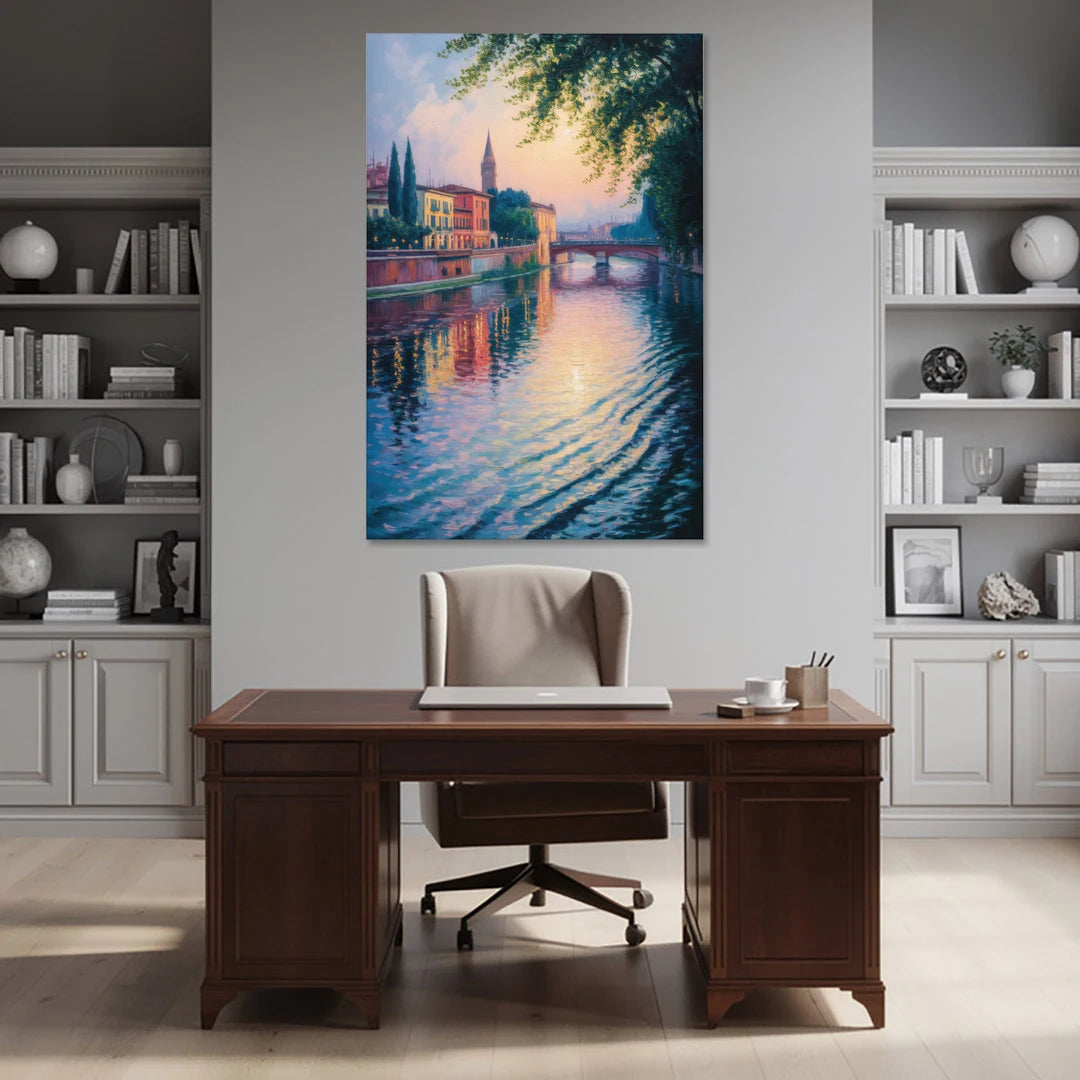 Adige River Reflections - Canvas Wall Art - Office - 40x60