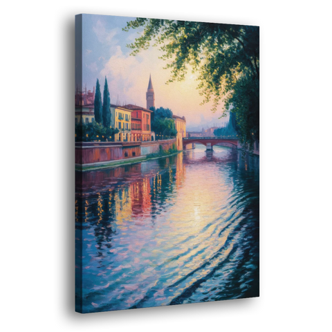 Adige River Reflections - Canvas Wall Art - Side