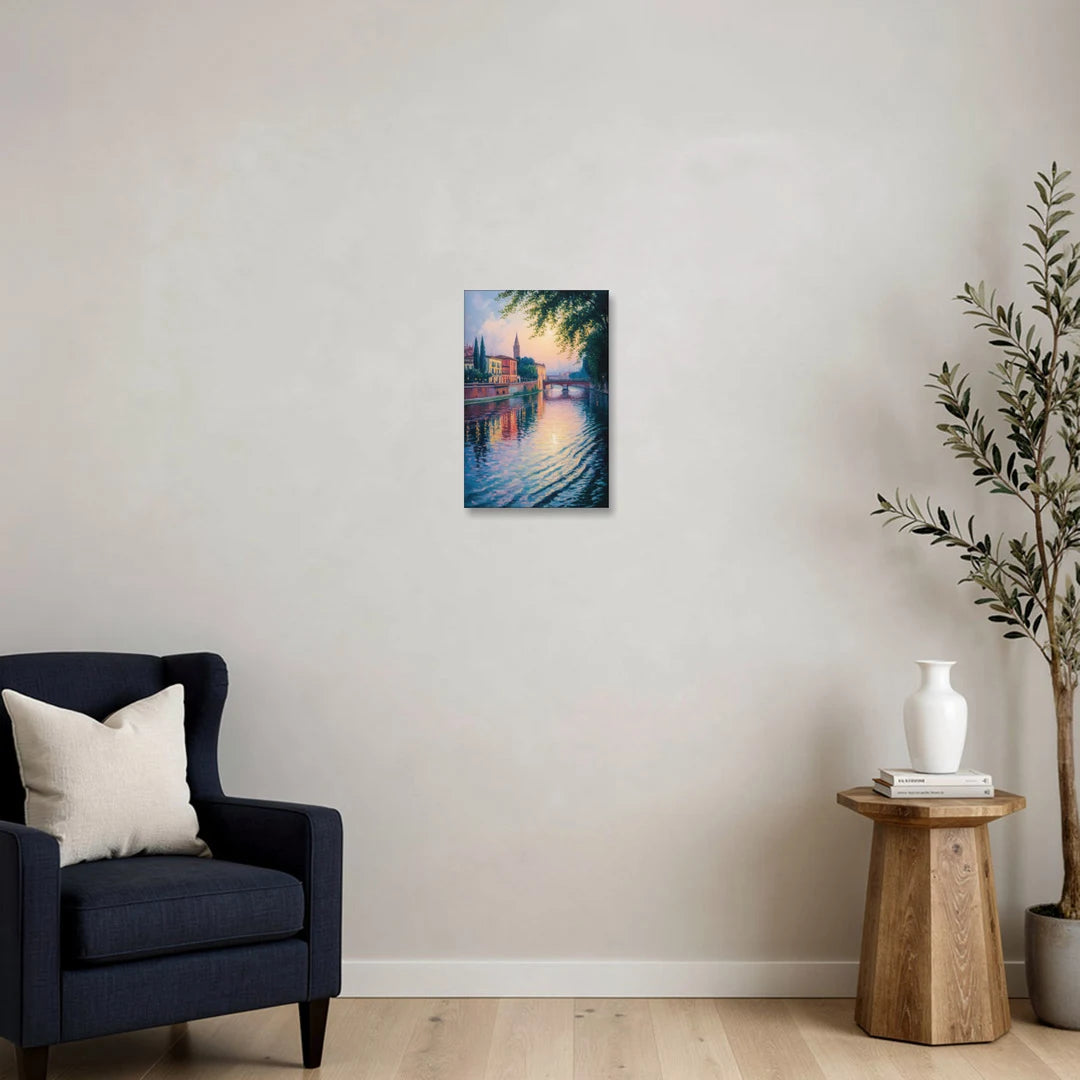 Adige River Reflections - Canvas Wall Art - Sofa - 12x18