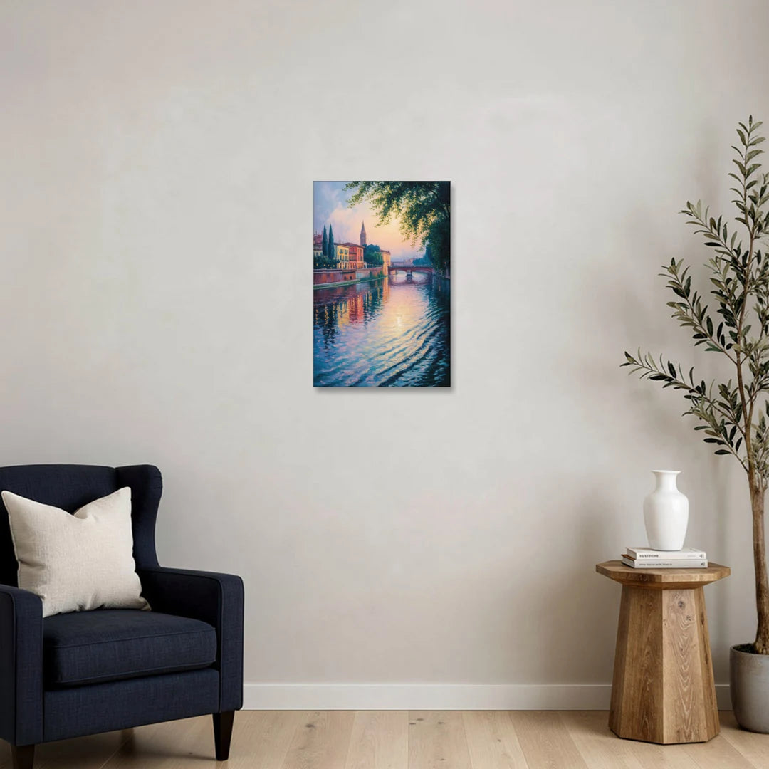 Adige River Reflections - Canvas Wall Art - Sofa - 16x24