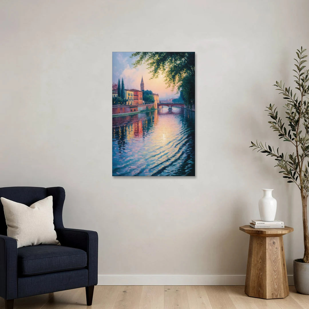 Adige River Reflections - Canvas Wall Art - Sofa - 24x36