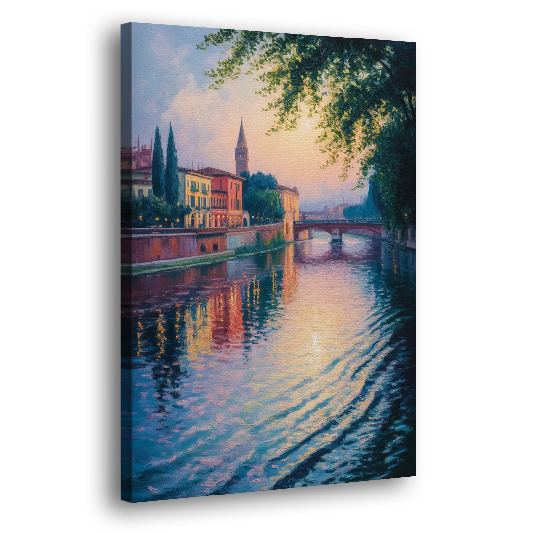 Adige River Reflections Side - Canvas Wall Art