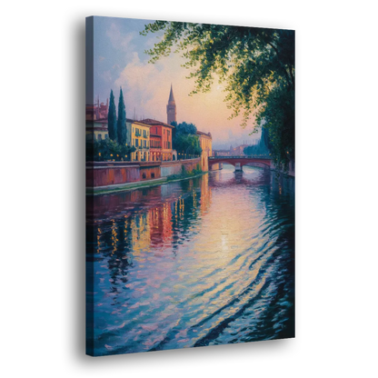 Adige River Reflections Side - Canvas Wall Art