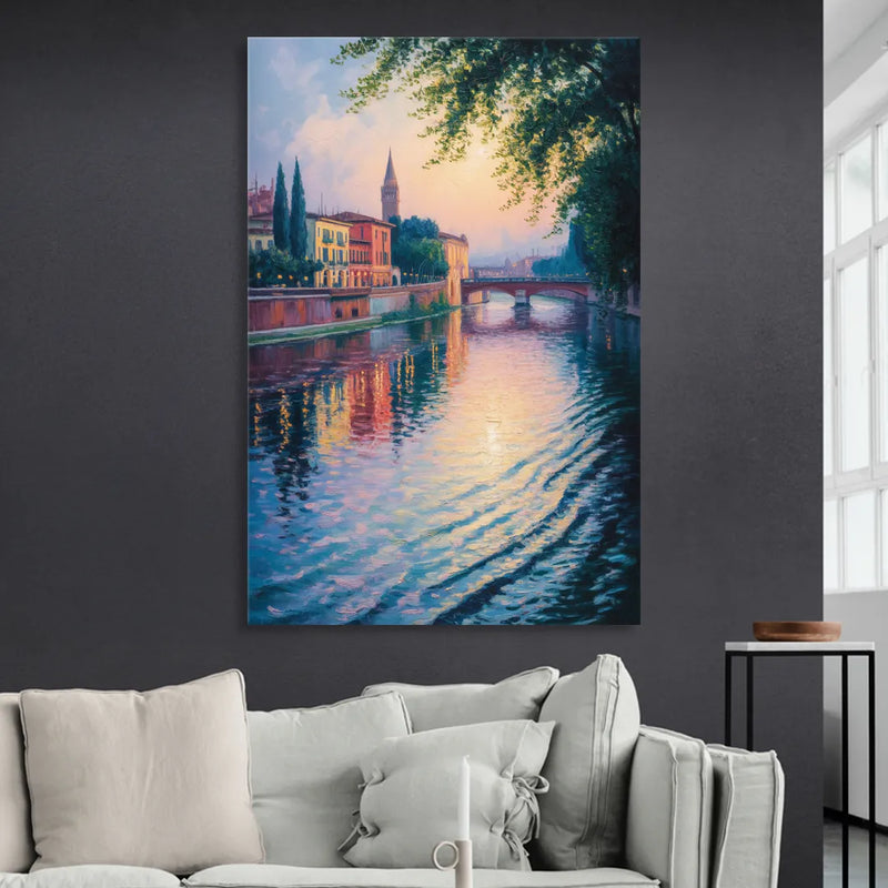 Adige River Reflections Living Room - Canvas Wall Art