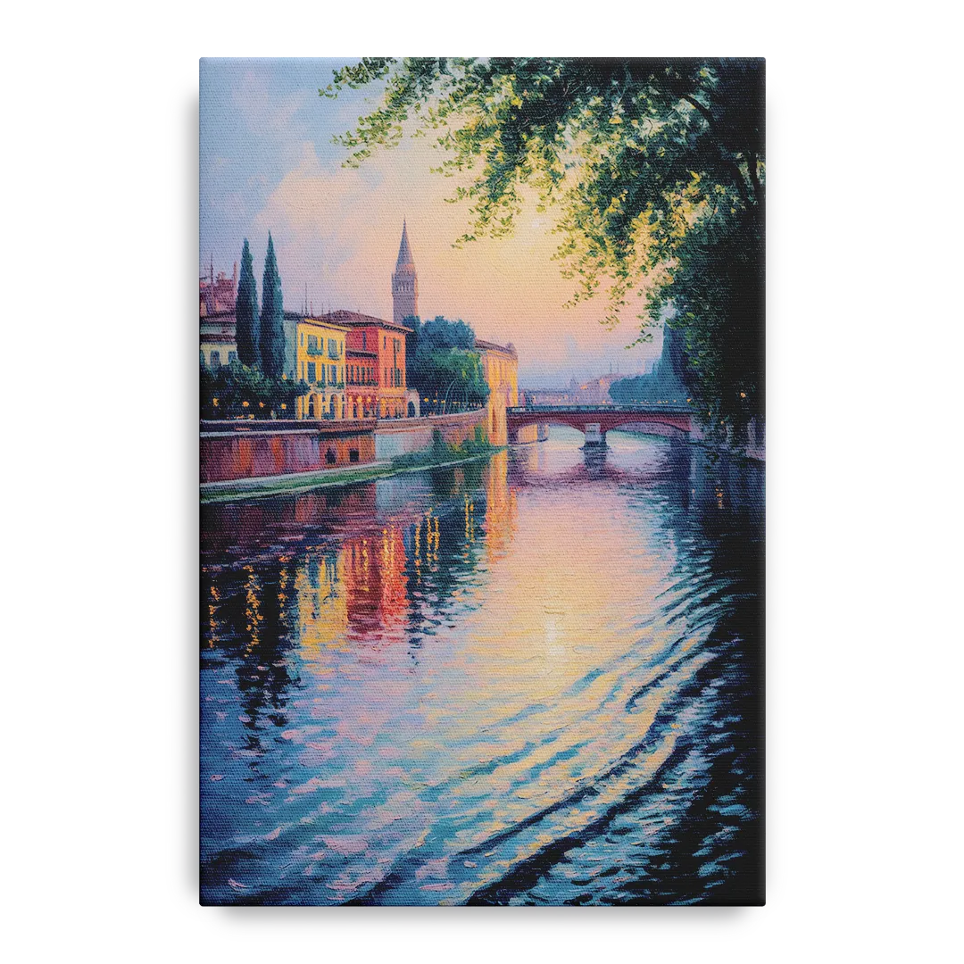 Adige River Reflections Front - Canvas Wall Art