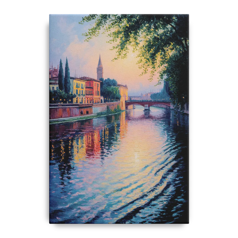 Adige River Reflections Front - Canvas Wall Art