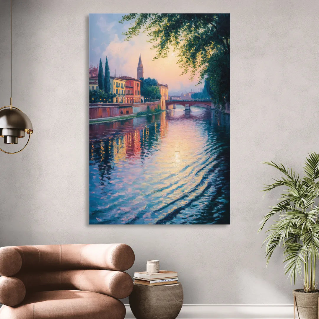 Adige River Reflections Sitting Room - Canvas Wall Art