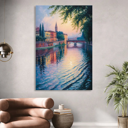 Adige River Reflections Sitting Room - Canvas Wall Art
