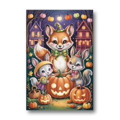 Adorable Animal TrickorTreat Cute Halloween - Canvas Wall Art - Front
