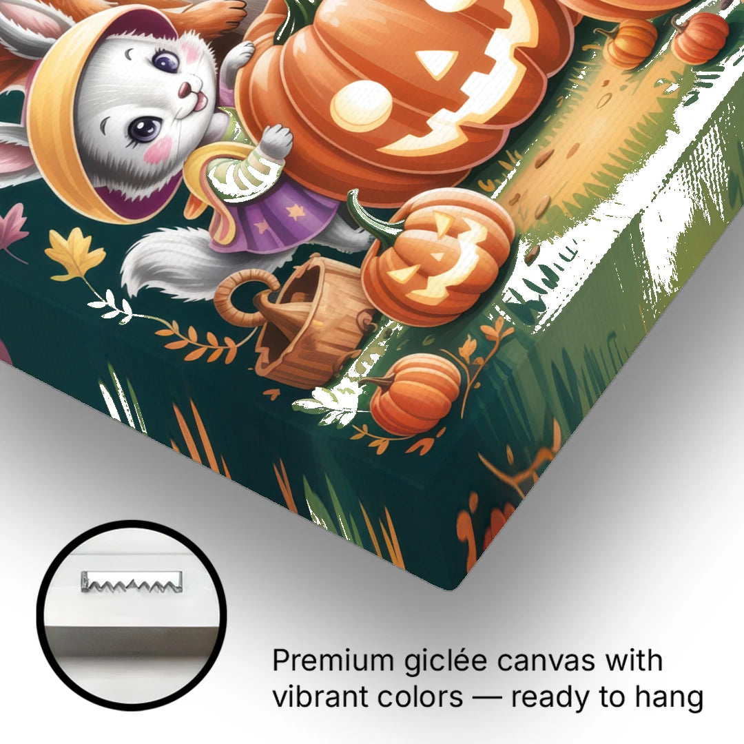 Adorable Animal TrickorTreat Cute Halloween - Canvas Wall Art - Gallery Wrap Corner