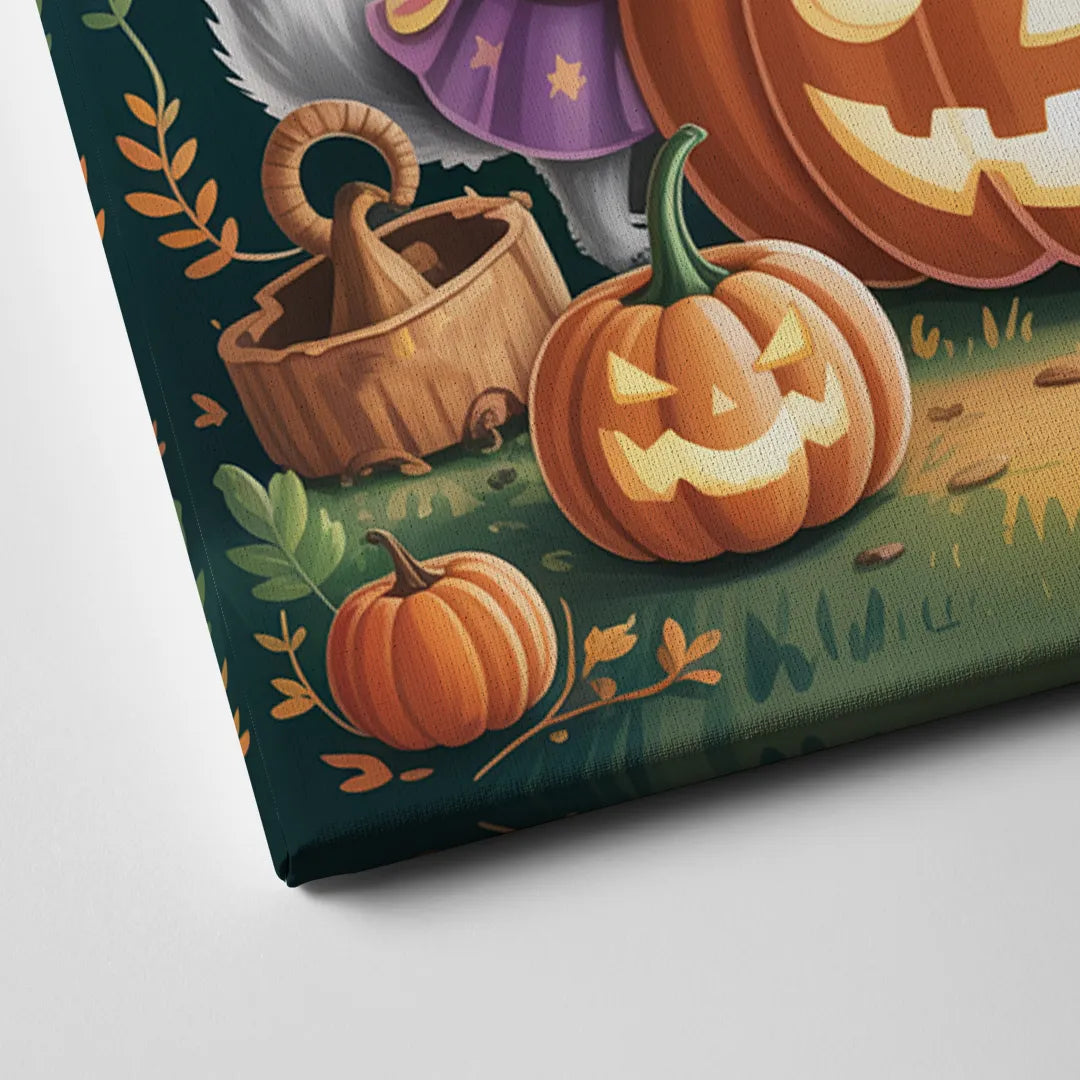 Adorable Animal TrickorTreat Cute Halloween Canvas Close Up