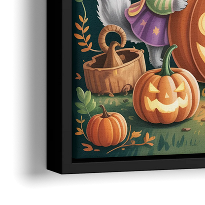 Adorable Animal TrickorTreat Cute Halloween - Close-Up Black Frame Canvas