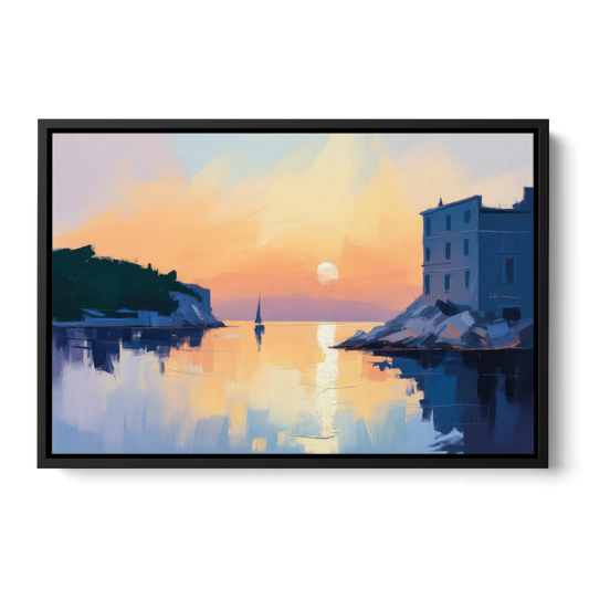 Adriatic Sunset - Black Framed Canvas Wall Art - Front