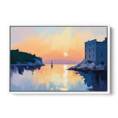 Adriatic Sunset - White Framed Canvas Wall Art - Front