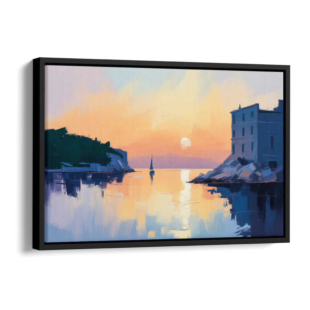 Adriatic Sunset Side - Black Canvas Wall Art