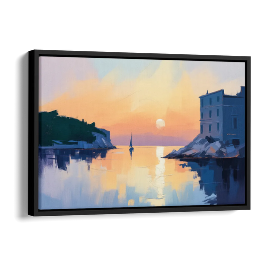 Adriatic Sunset Side - Black Canvas Wall Art