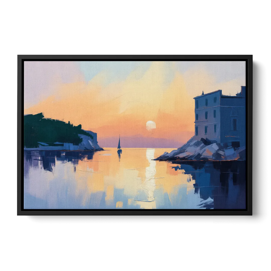 Adriatic Sunset Front - Black Canvas Wall Art