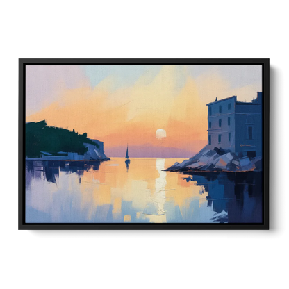 Adriatic Sunset Front - Black Canvas Wall Art