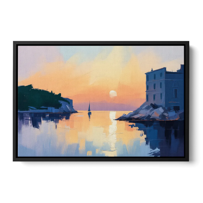 Adriatic Sunset Front - Black Canvas Wall Art