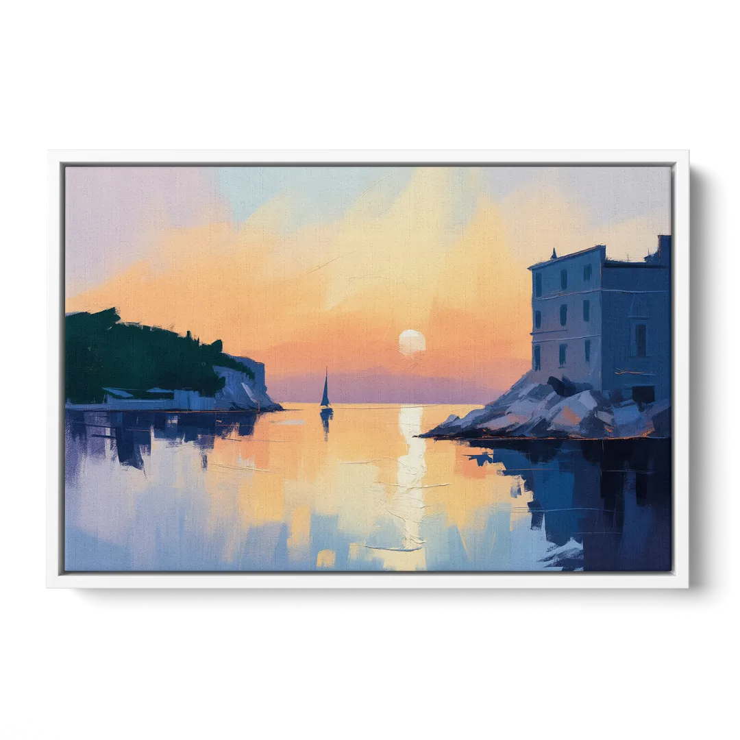 Adriatic Sunset Front - White Canvas Wall Art