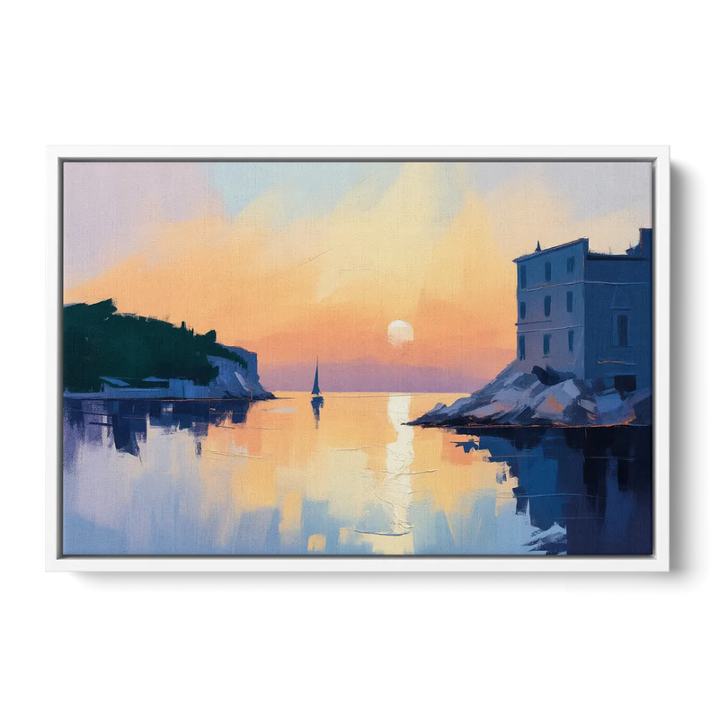 Adriatic Sunset Front - White Canvas Wall Art