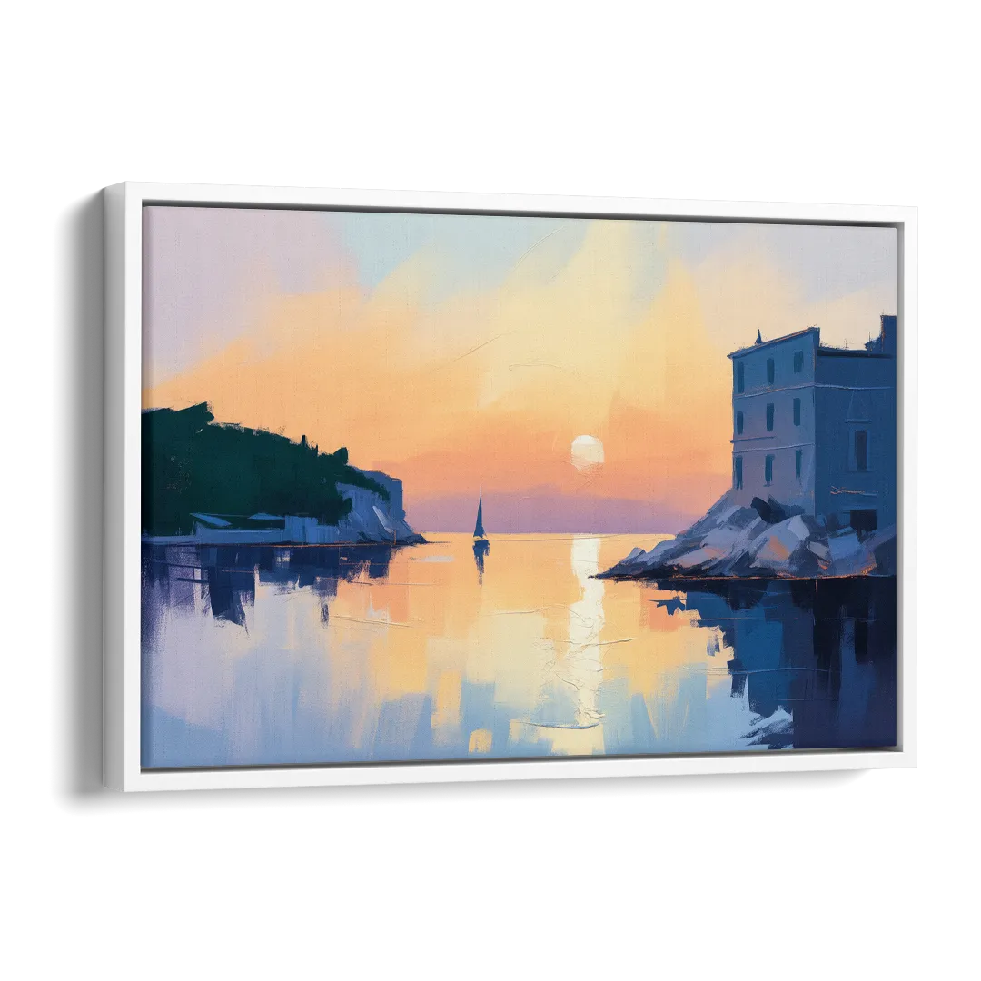 Adriatic Sunset Side - White Canvas Wall Art