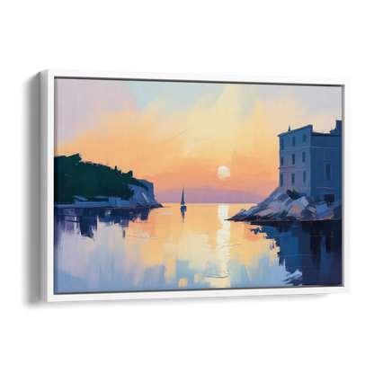 Adriatic Sunset Side - White Canvas Wall Art