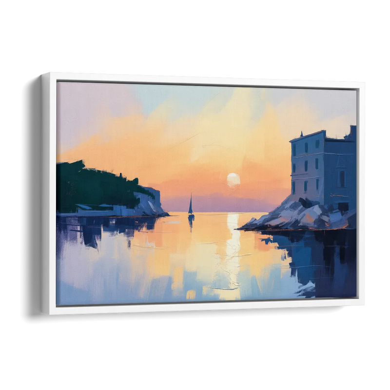 Adriatic Sunset Side - White Canvas Wall Art