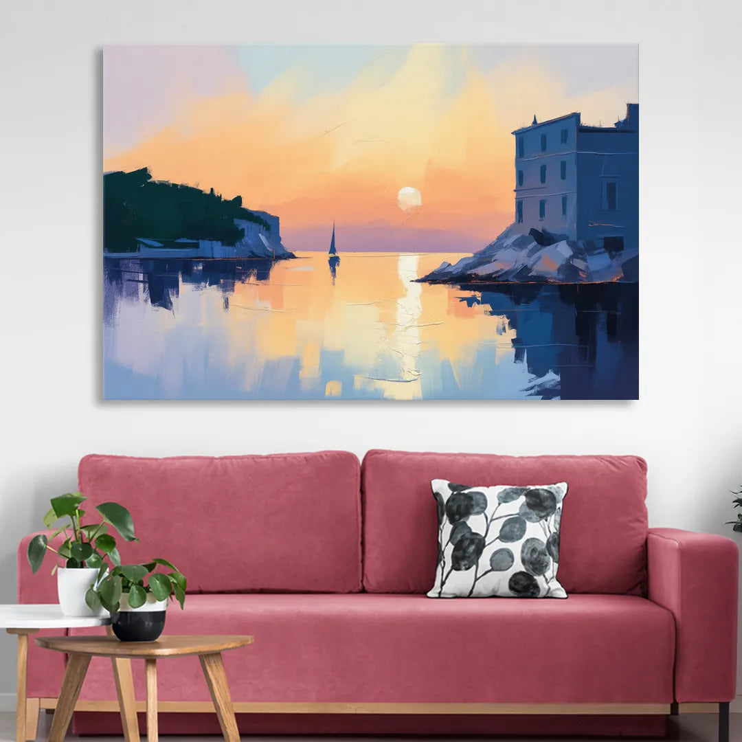 Adriatic Sunset Living Room - Canvas Wall Art
