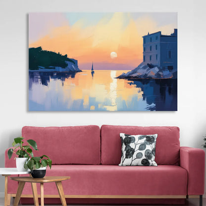 Adriatic Sunset Living Room - Canvas Wall Art