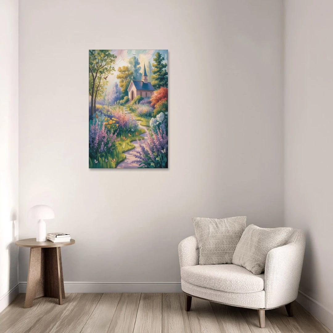 Aesthetic Christian Garden Serenity - Canvas Wall Art - Sofa - 24x36