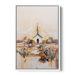 Aesthetic Christian Garden Serenity - White Framed Canvas Wall Art - Front